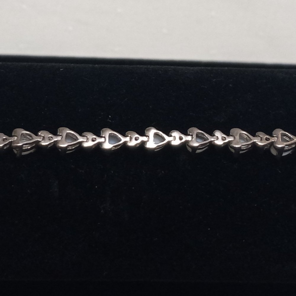 Sterling Silver Bracelet with Opals and Blue Rhinestones - Picture 4 of 14